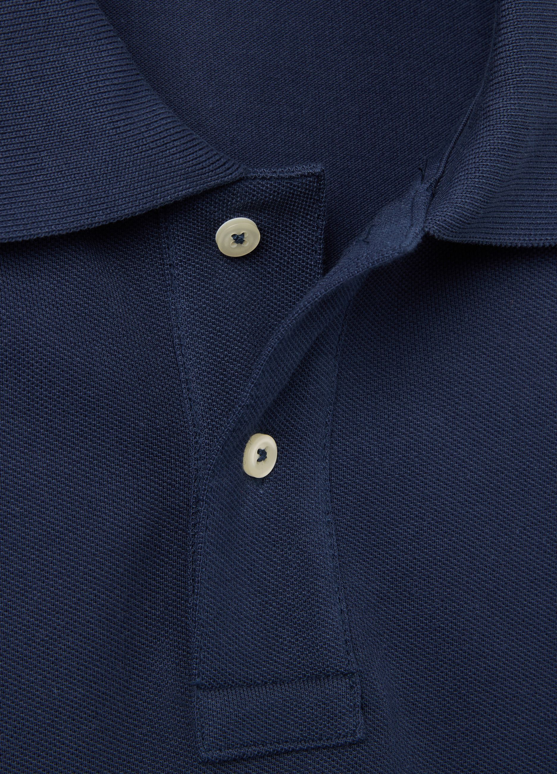 Polo da uomo in puro cotone Supima blu regular fit