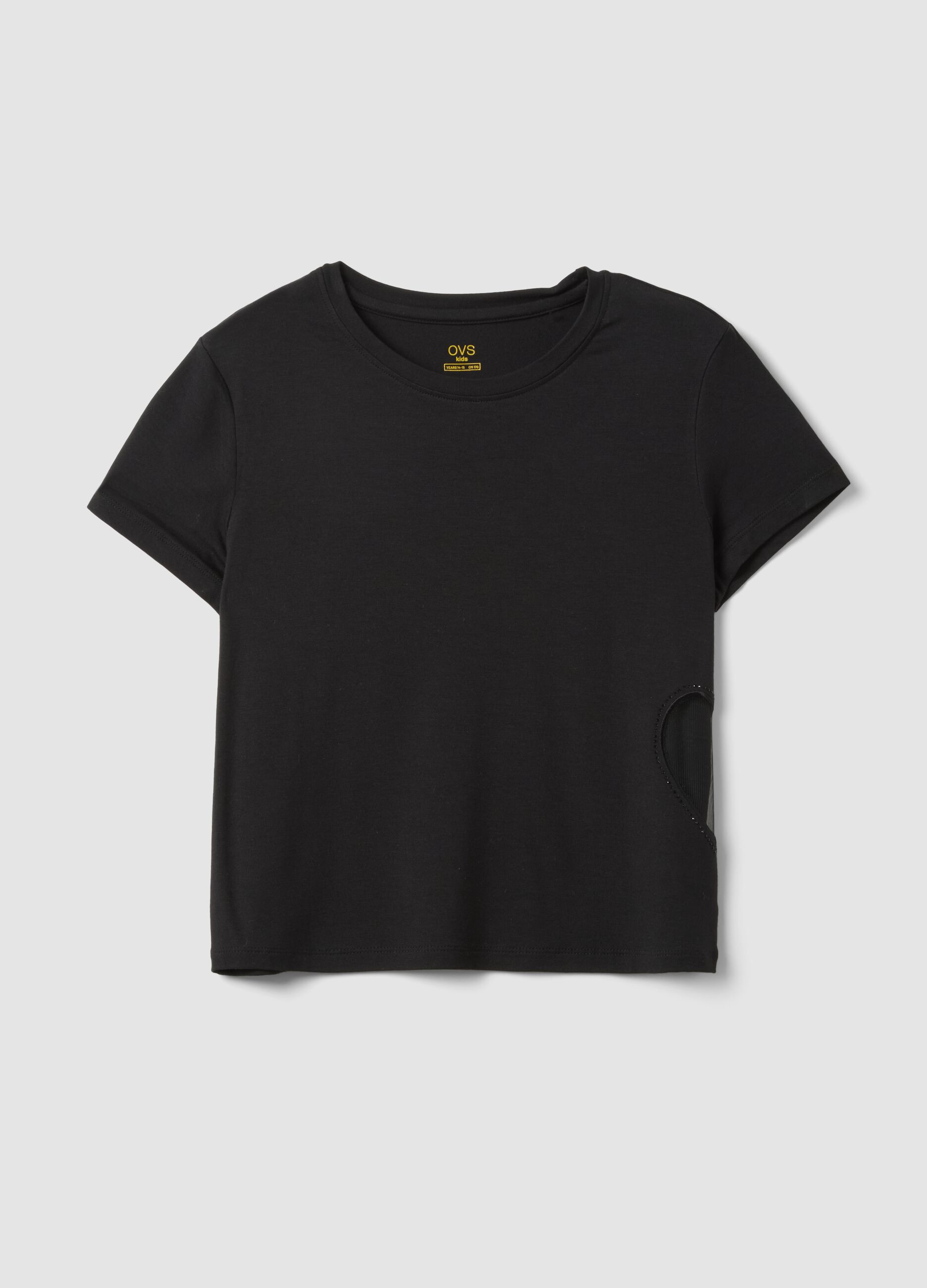 Black Viscose Stretch Short Sleeve T-shirt