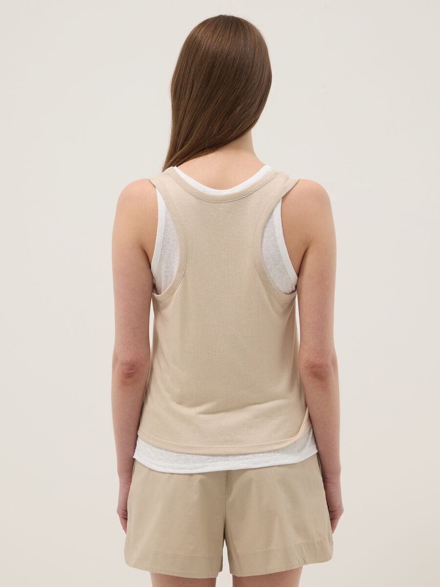 Tank top beige in misto viscosa regular fit_3