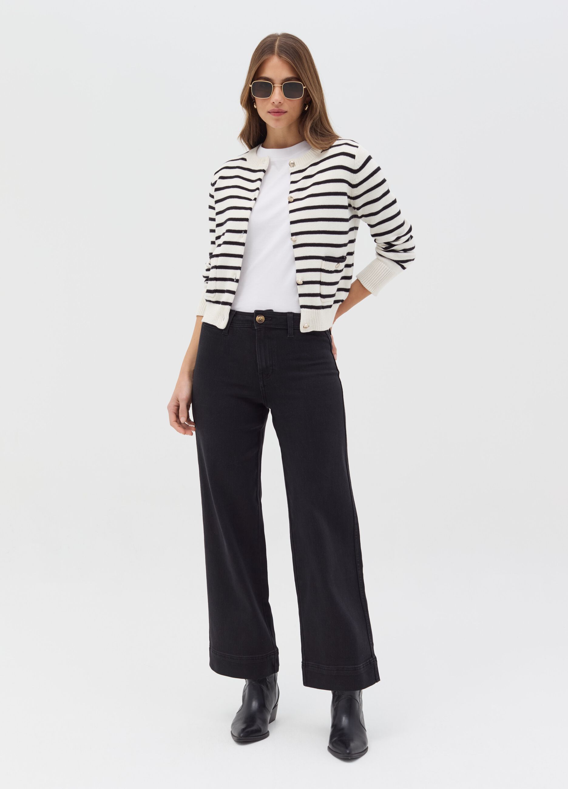 Flare-fit high-rise culotte jeans