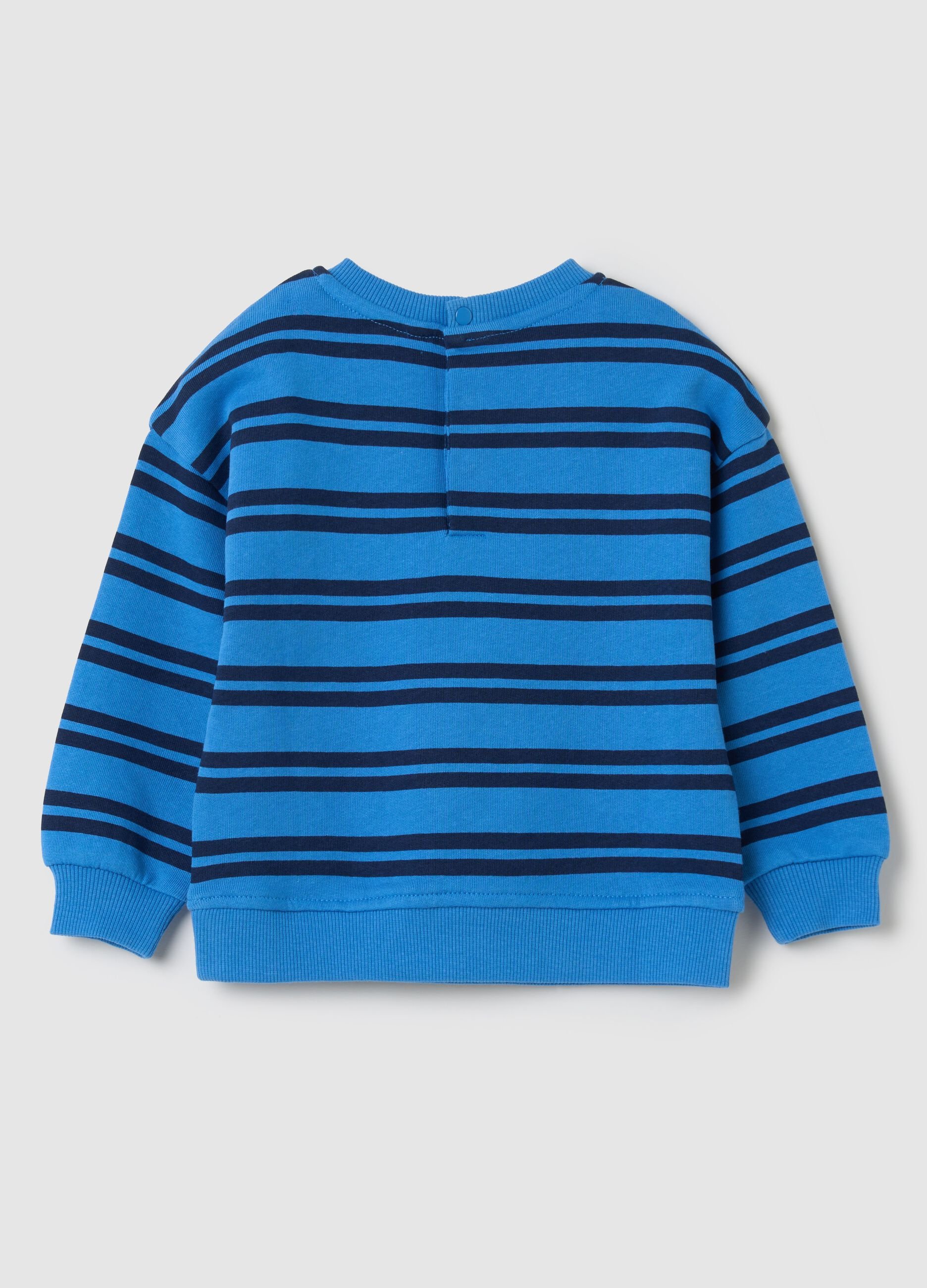 Sweatshirt in striped French terry with "Captain Friend" print
