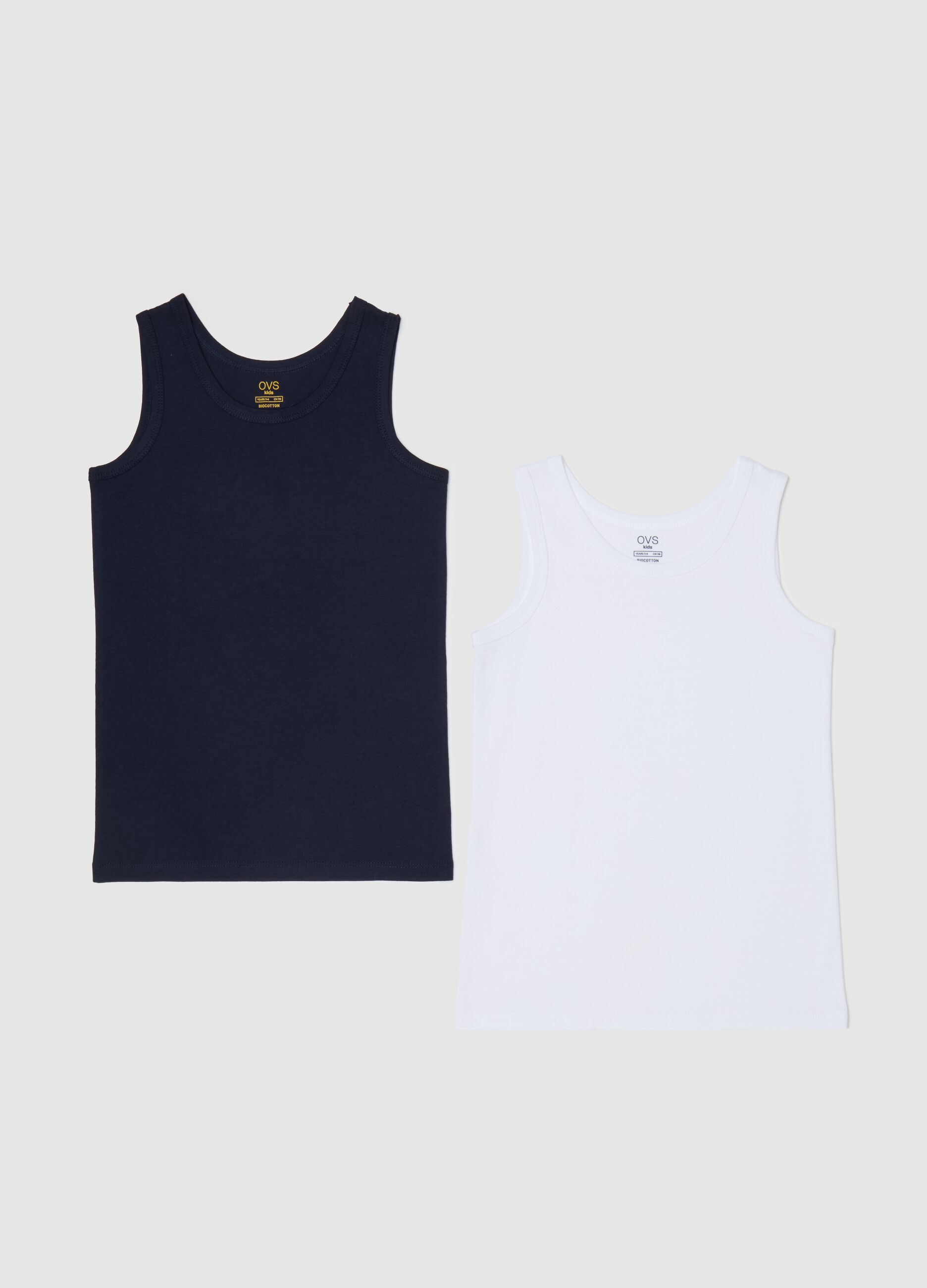 Two-pack racerback vests in organic cotton