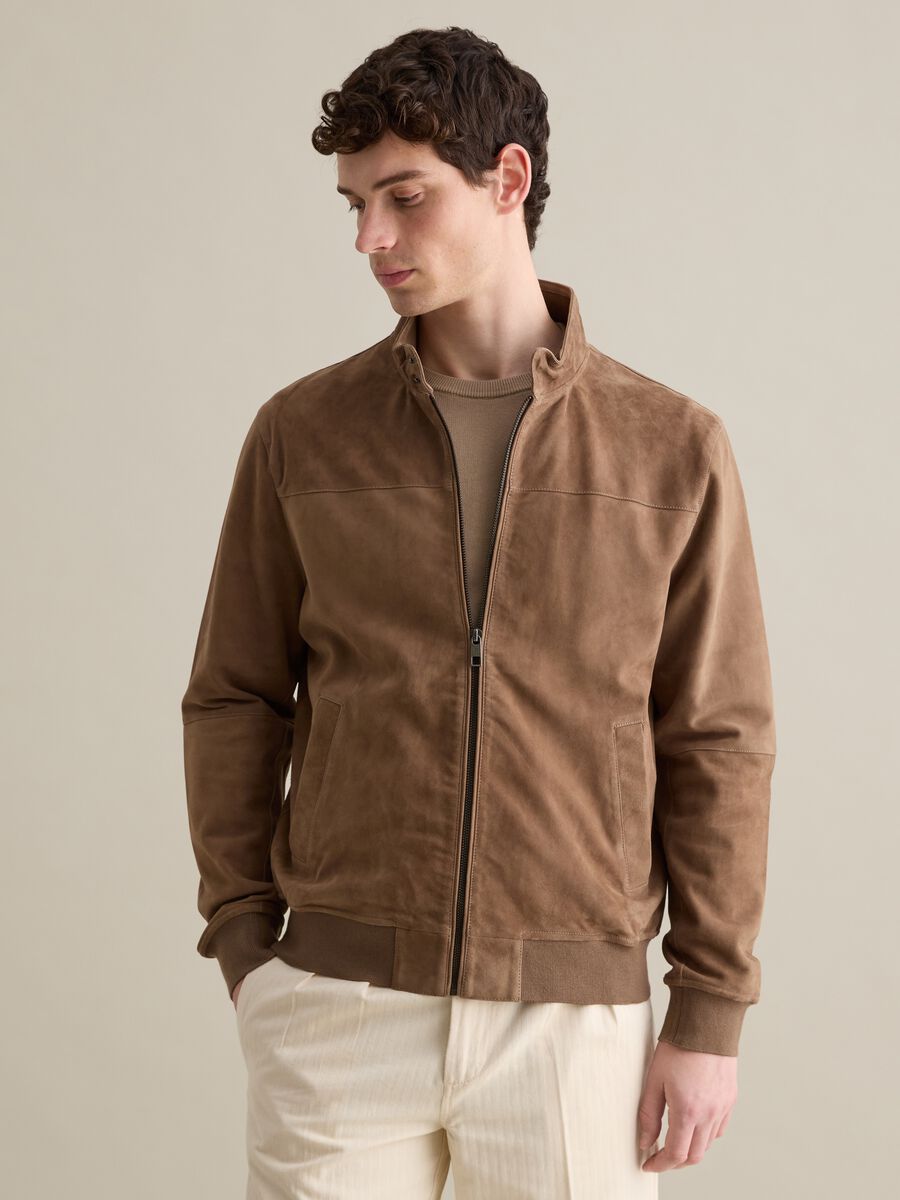 Bomber jacket in suede leather_0