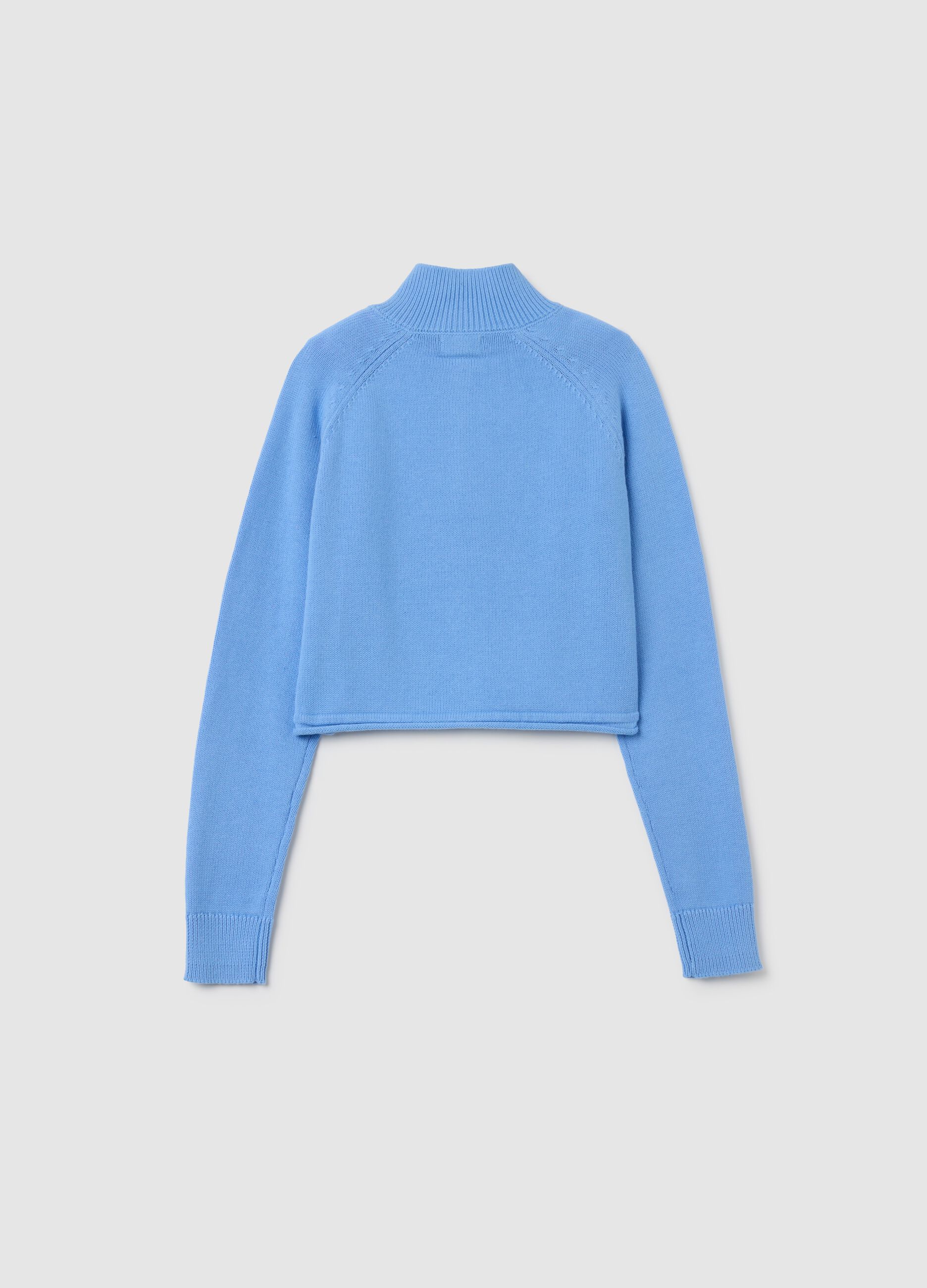 Girls' cropped sweater in pure cotton blue regular fit