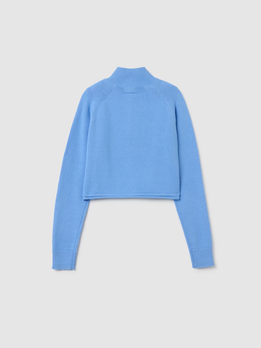 Girls' cropped sweater in pure cotton blue regular fit_4