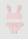 Pink stretch bikini with frilled detailing_0