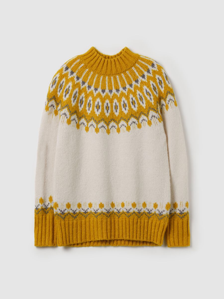Mock neck pullover with jacquard drawing_4