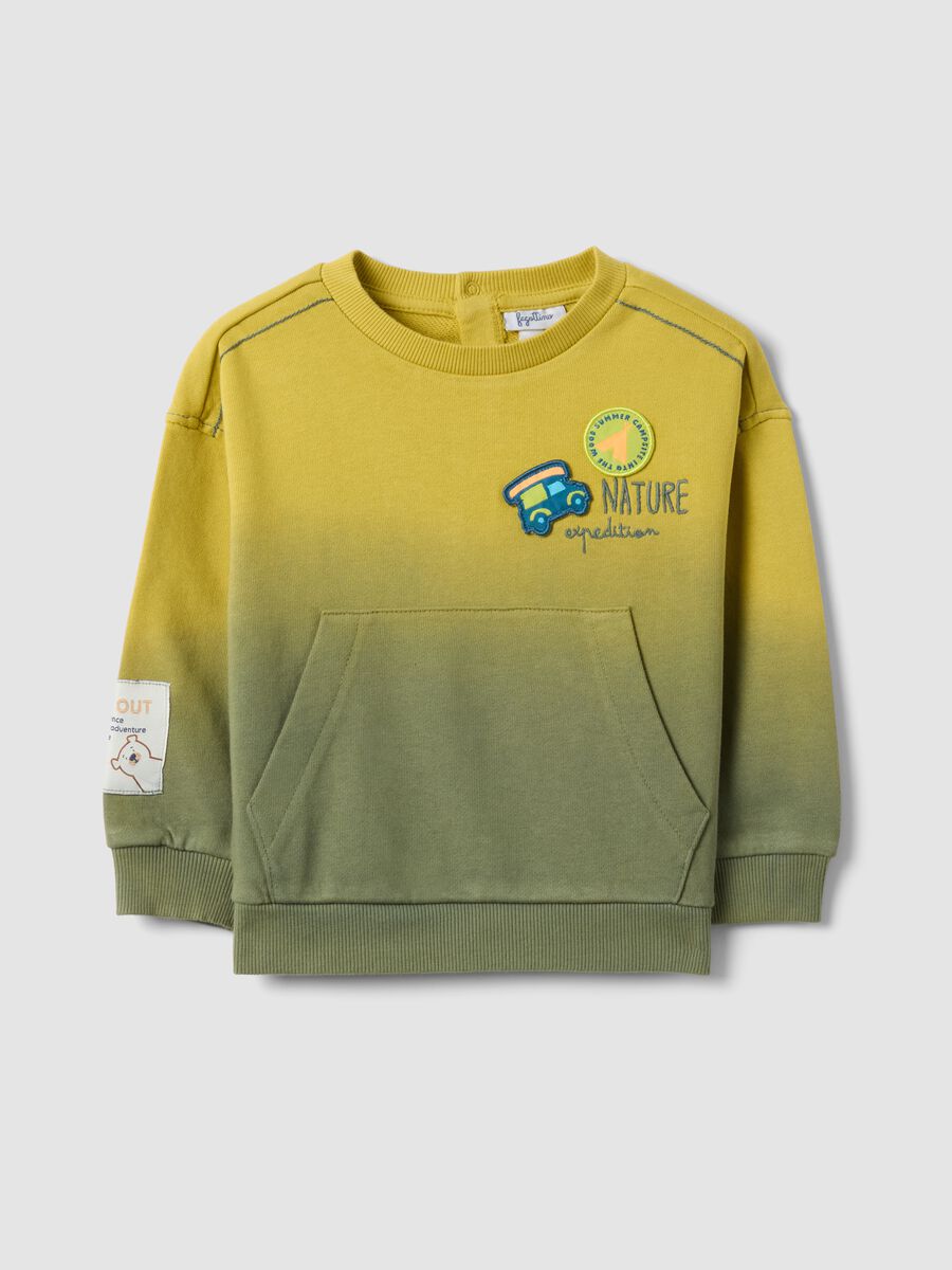 Felpa in puro cotone multicolor da bimbo regular fit con patch_0