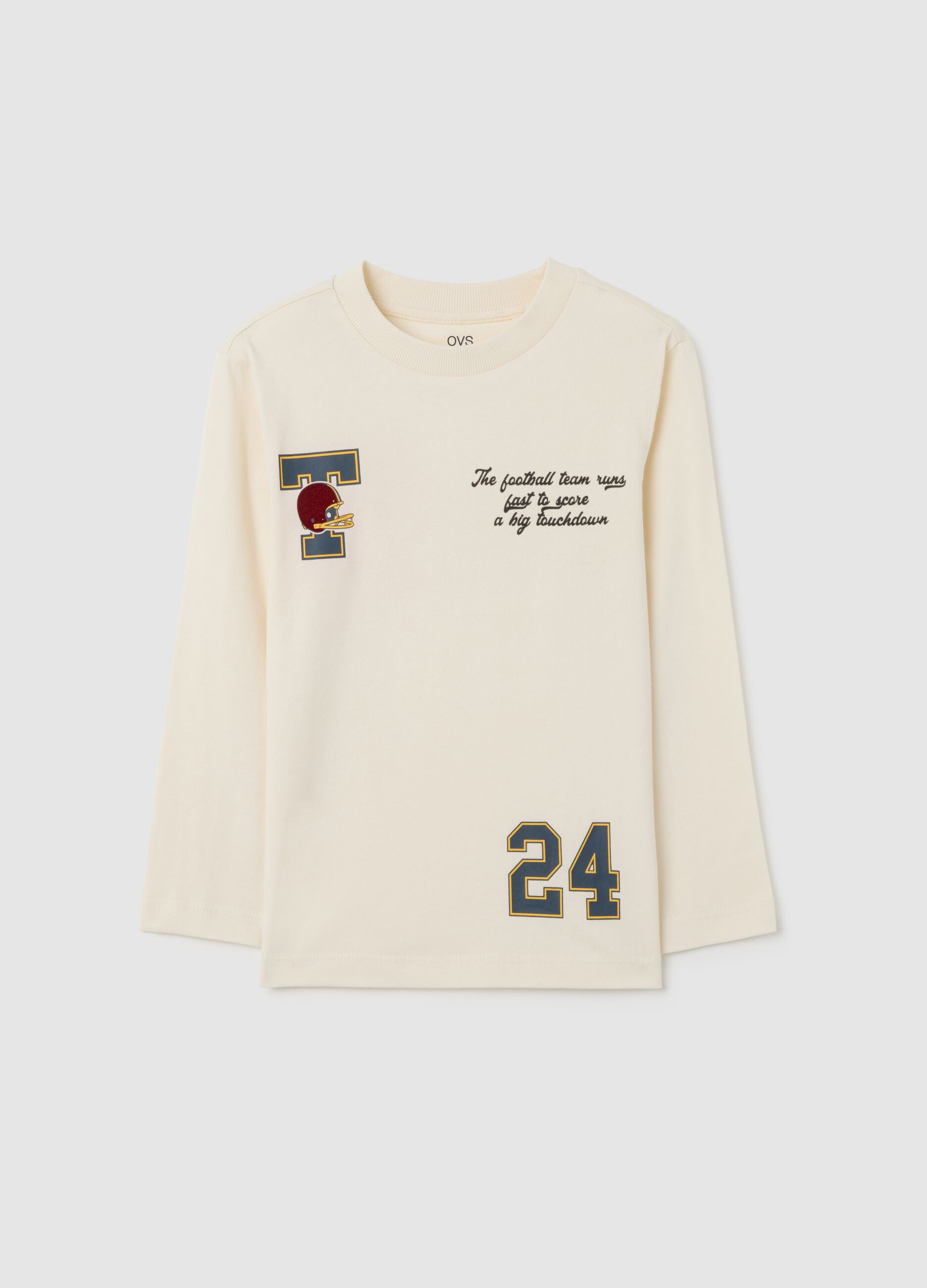 Children's Beige Cotton Blend T-shirt Regular Fit