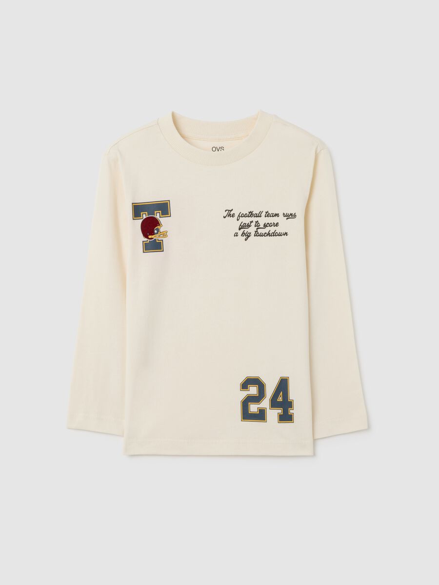 Children's Beige Cotton Blend T-shirt Regular Fit_0