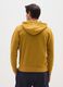 Yellow regular fit cotton blend hoodie with zip_2