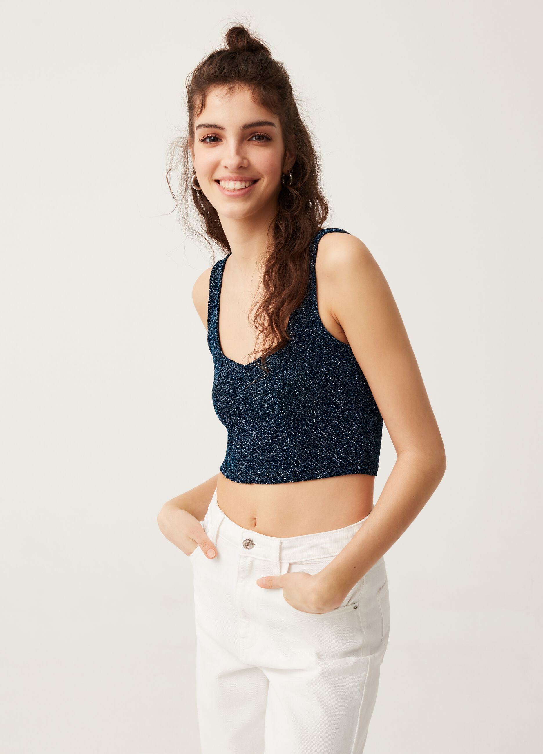 Tank top crop con lurex Baby Angel_1