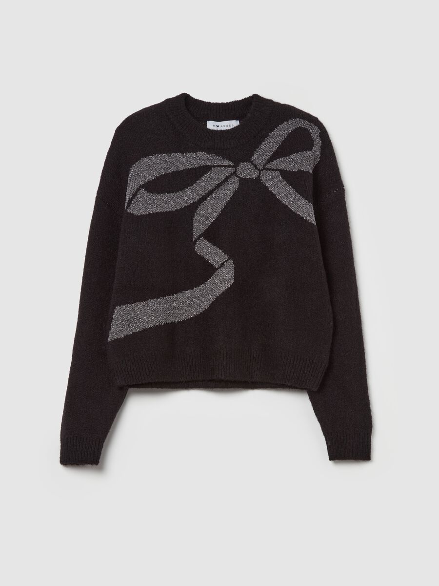 Pullover with jacquard bow in lurex_5