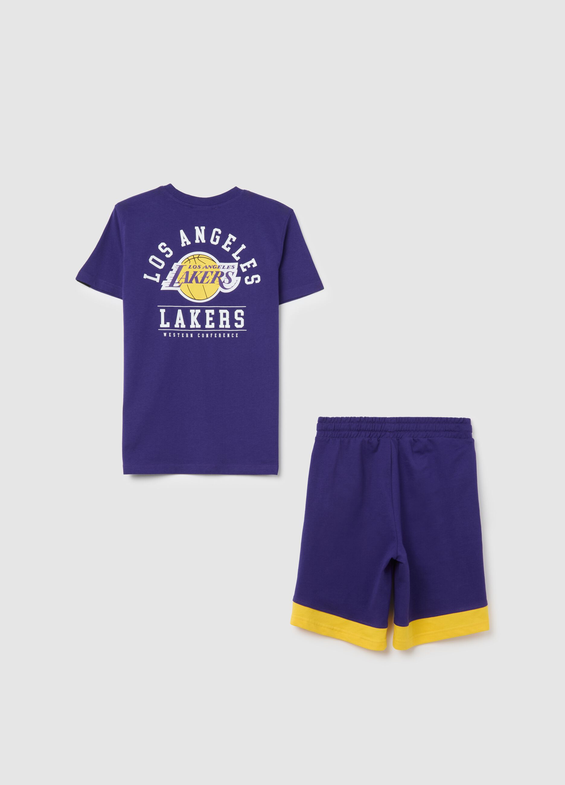 Boys' short purple regular fit set in 100% cotton with Los Angeles Lakers logo