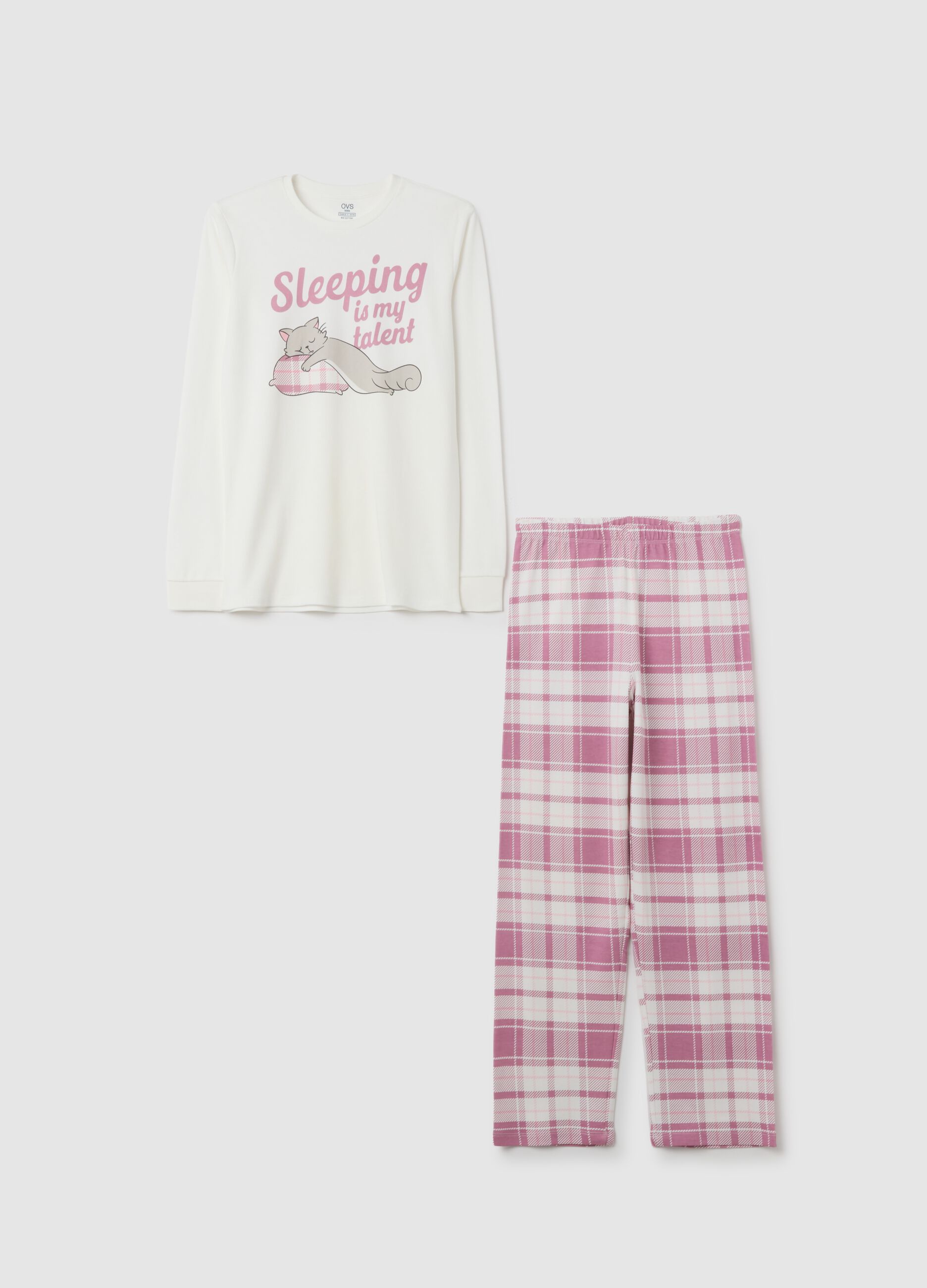 Pigiama da ragazza in puro cotone multicolor con stampa