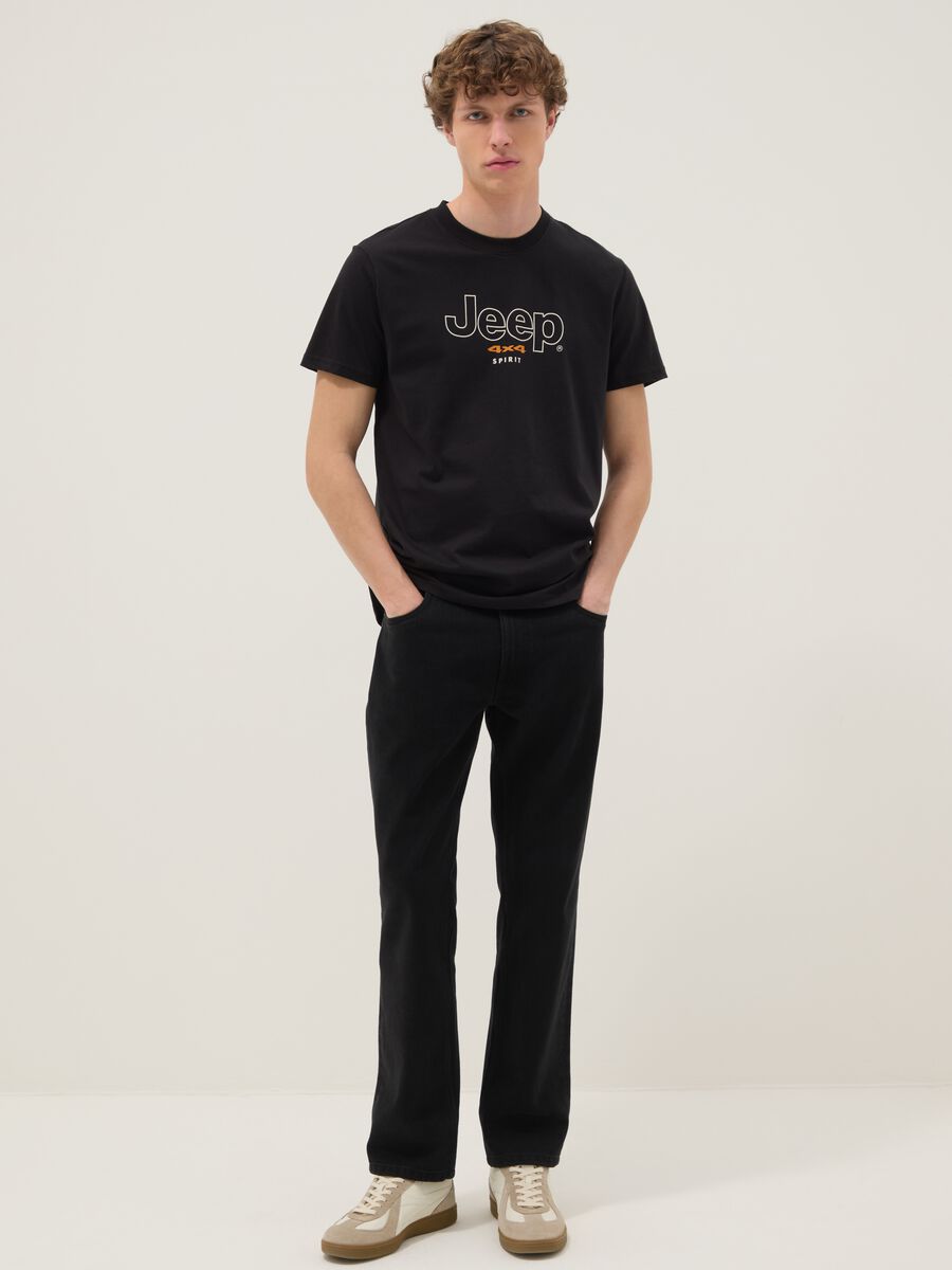 Black pure cotton regular fit t-shirt with print_1