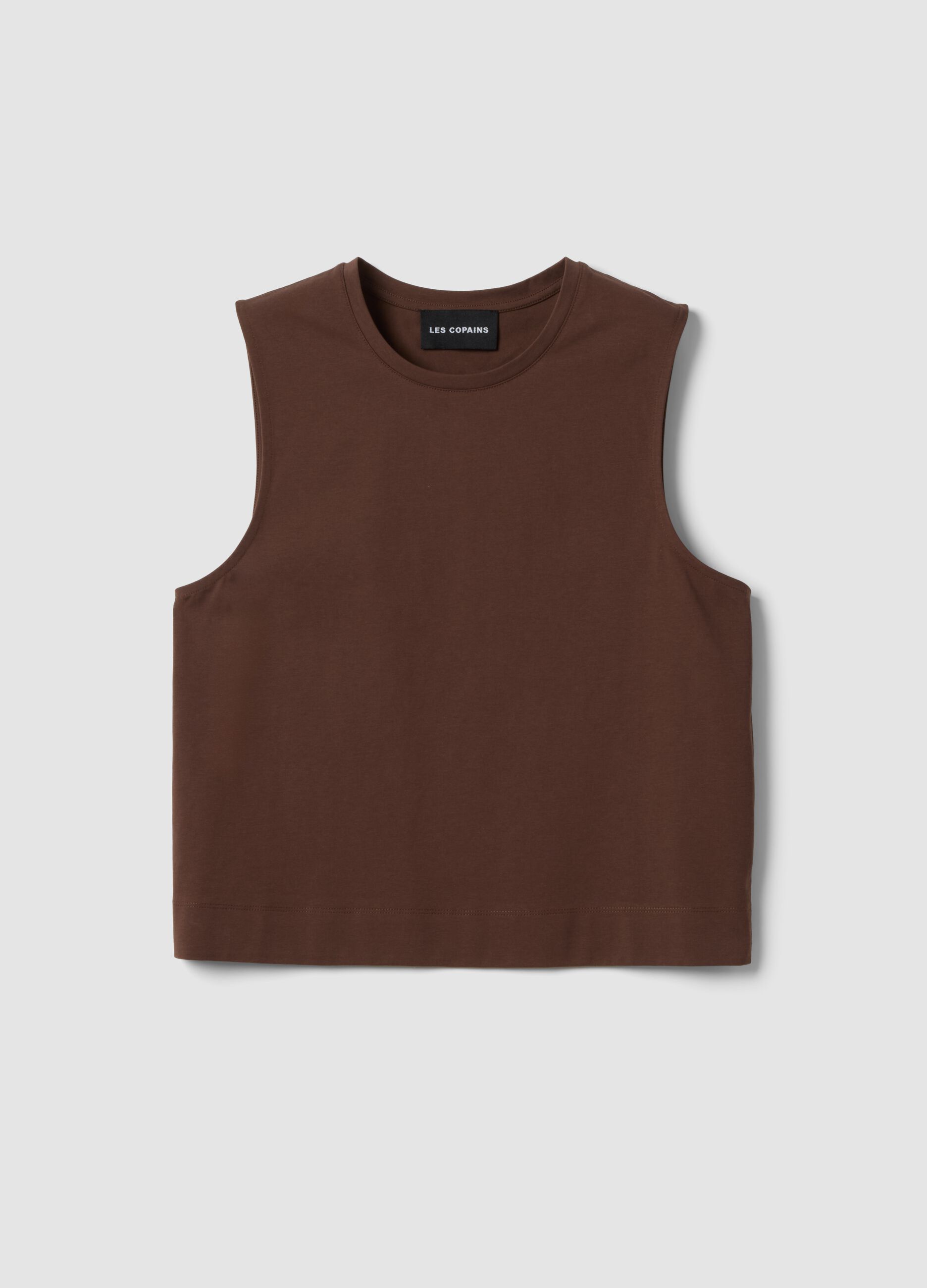 Brown cotton-blend tank top