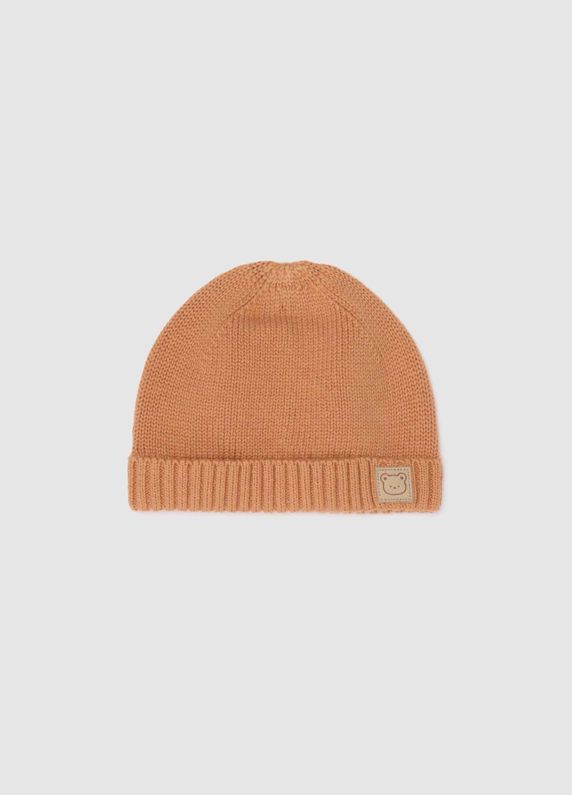 Children's orange pure cotton cap with print