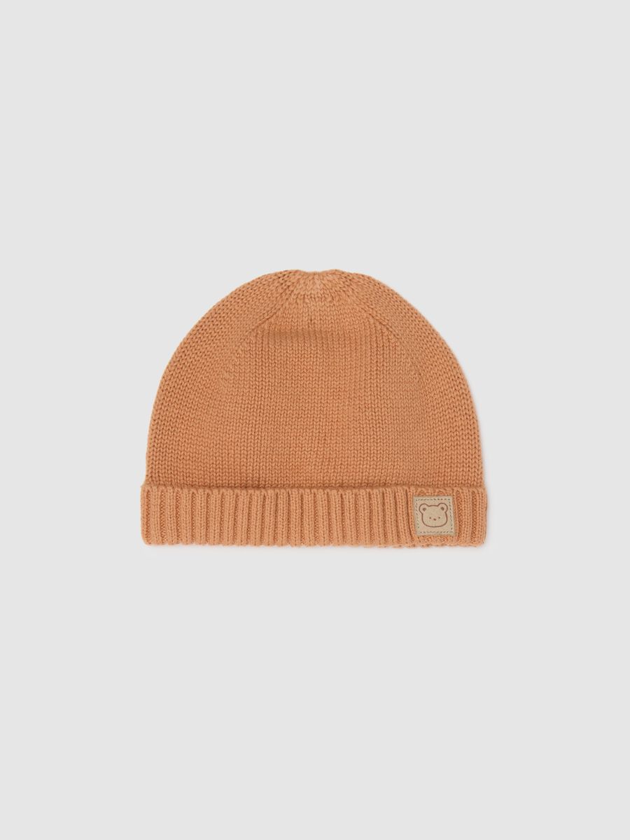 Children's orange pure cotton cap with print_0