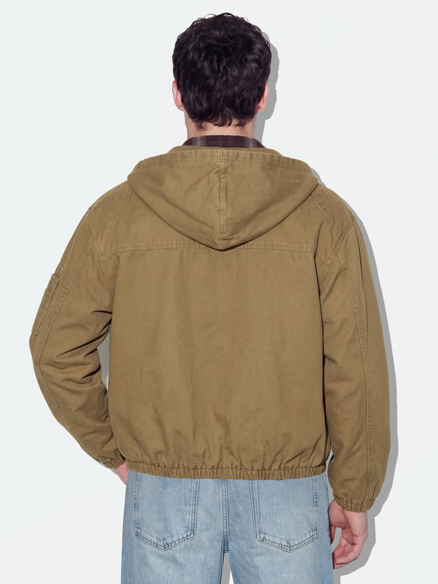 Giacca beige con cappuccio in puro cotone over fit_3