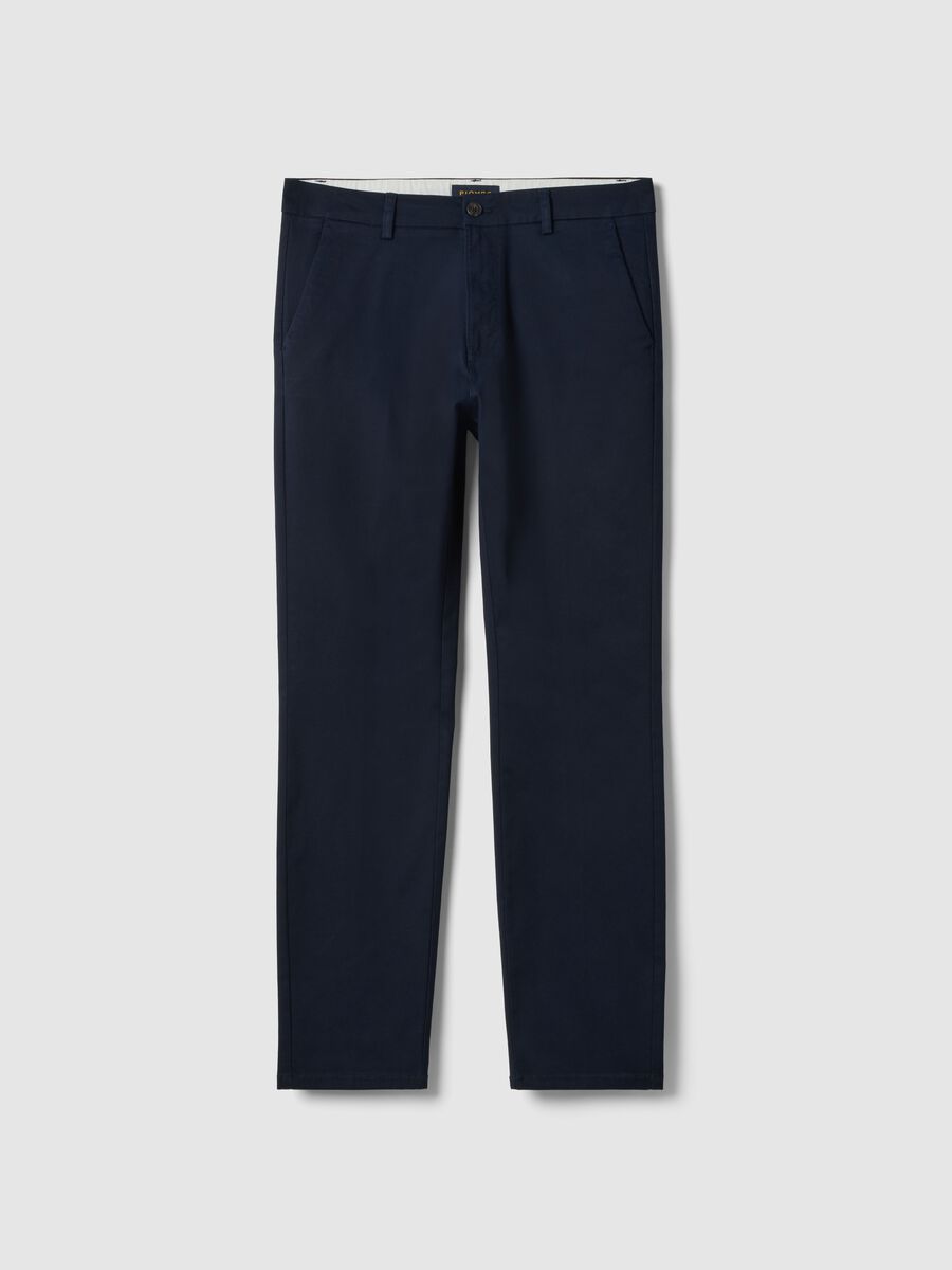 Slim fit blue stretch cotton chinos_0