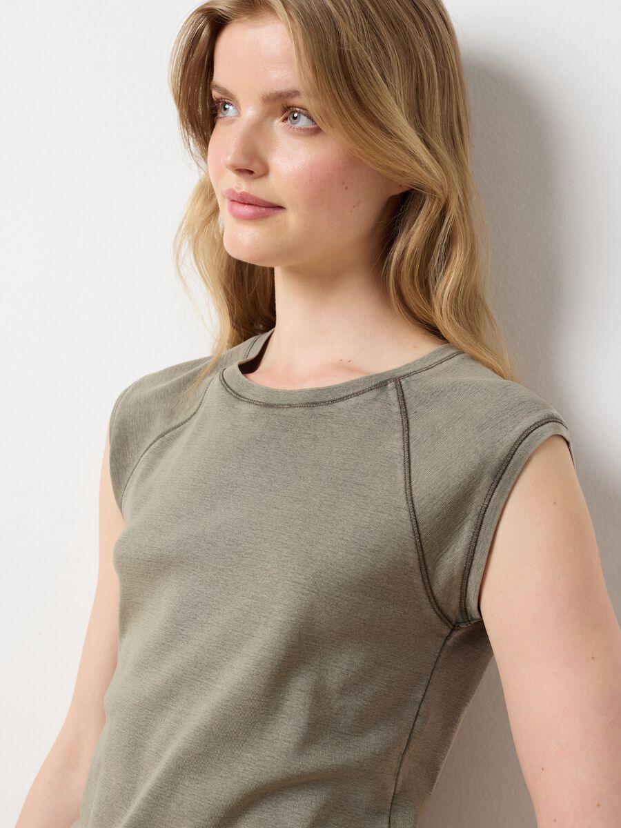 Women's fitted green pure cotton tank top_2