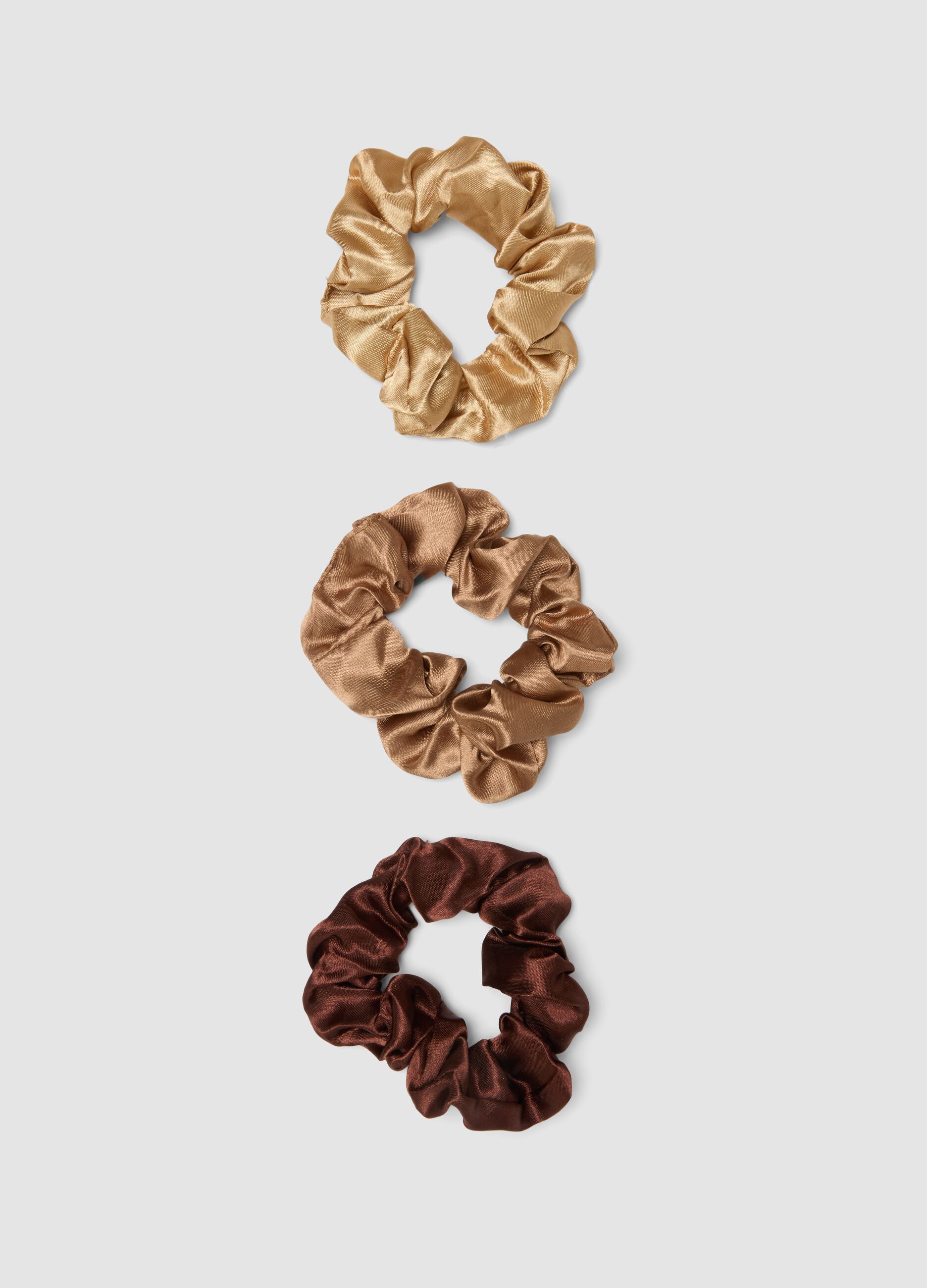 SINCERELY HAIR Medium Satin Scrunchies, 3-Pack, Mocha