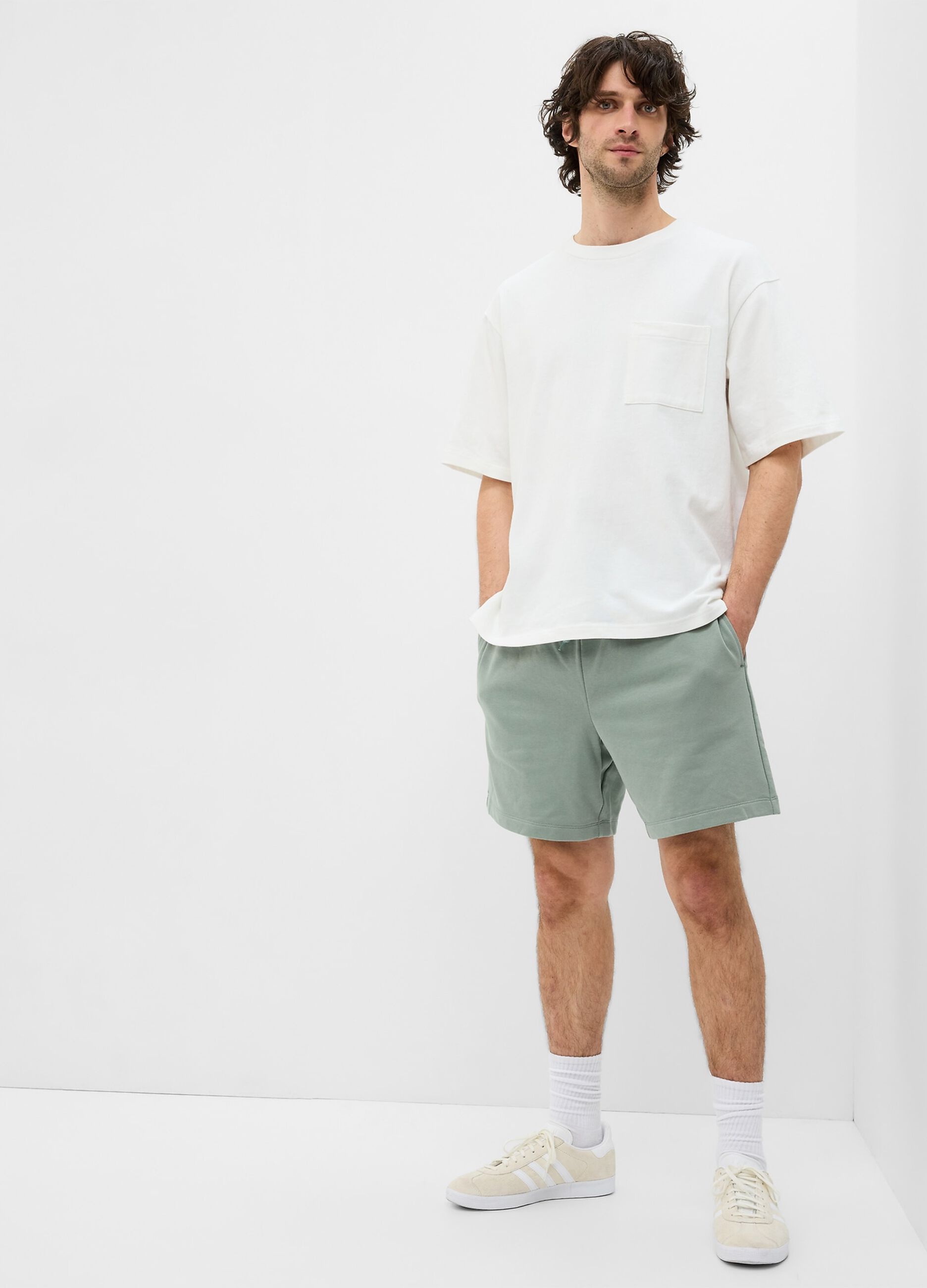 French terry Bermuda joggers with drawstring