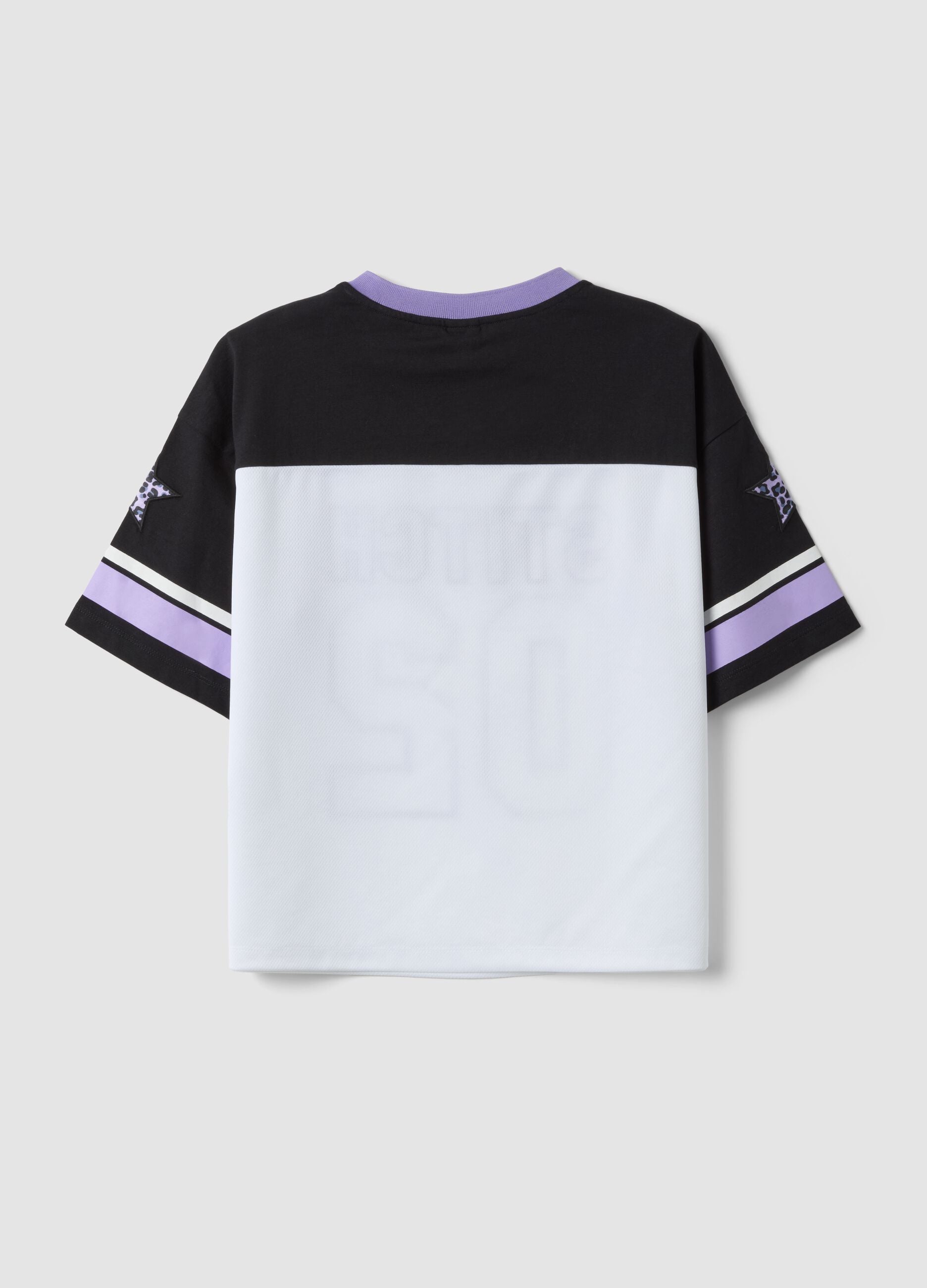 T-shirt boxy fit bianca e nera a tema Lilo & Stitch per ragazza