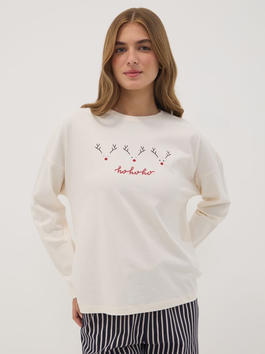 Pigiama nero con girocollo in puro cotone organico_1
