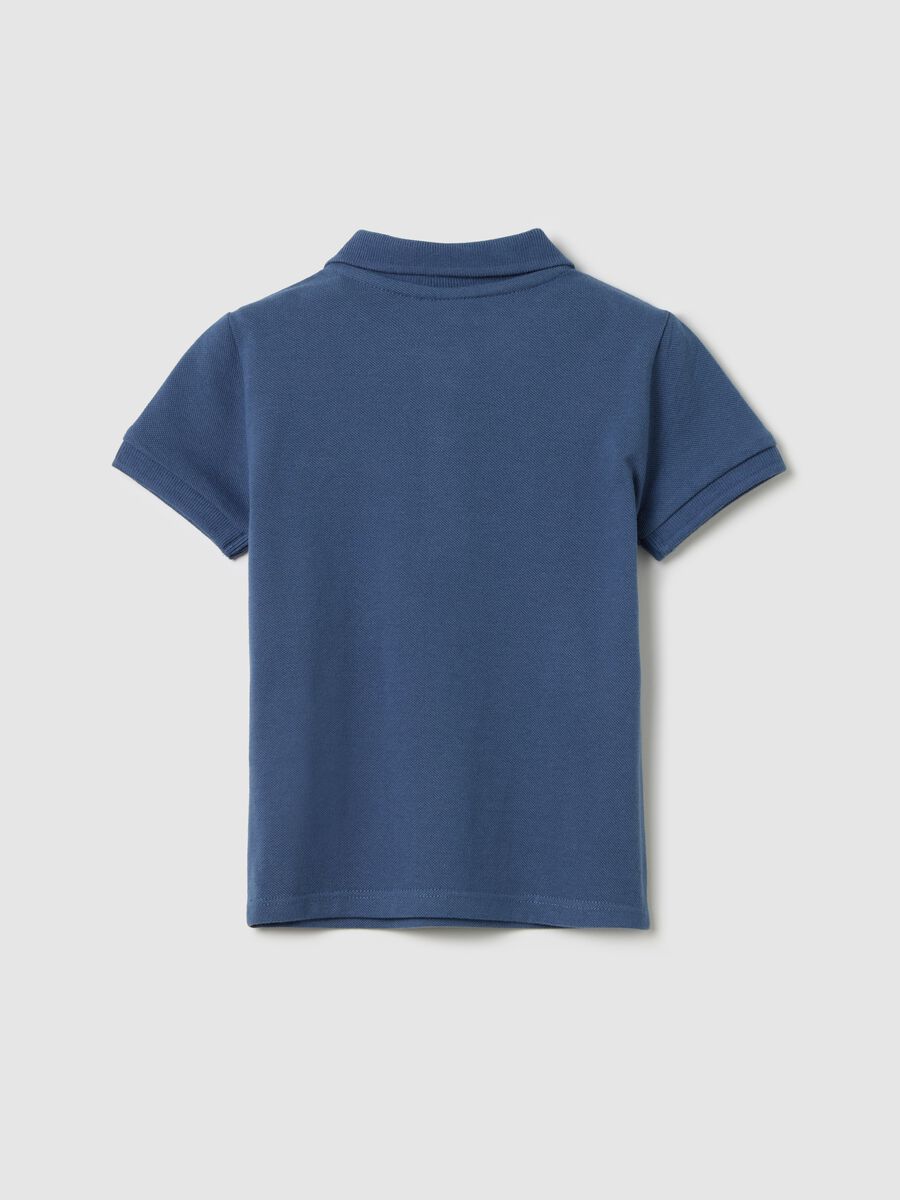 Blue short-sleeved polo shirt in piquet_1