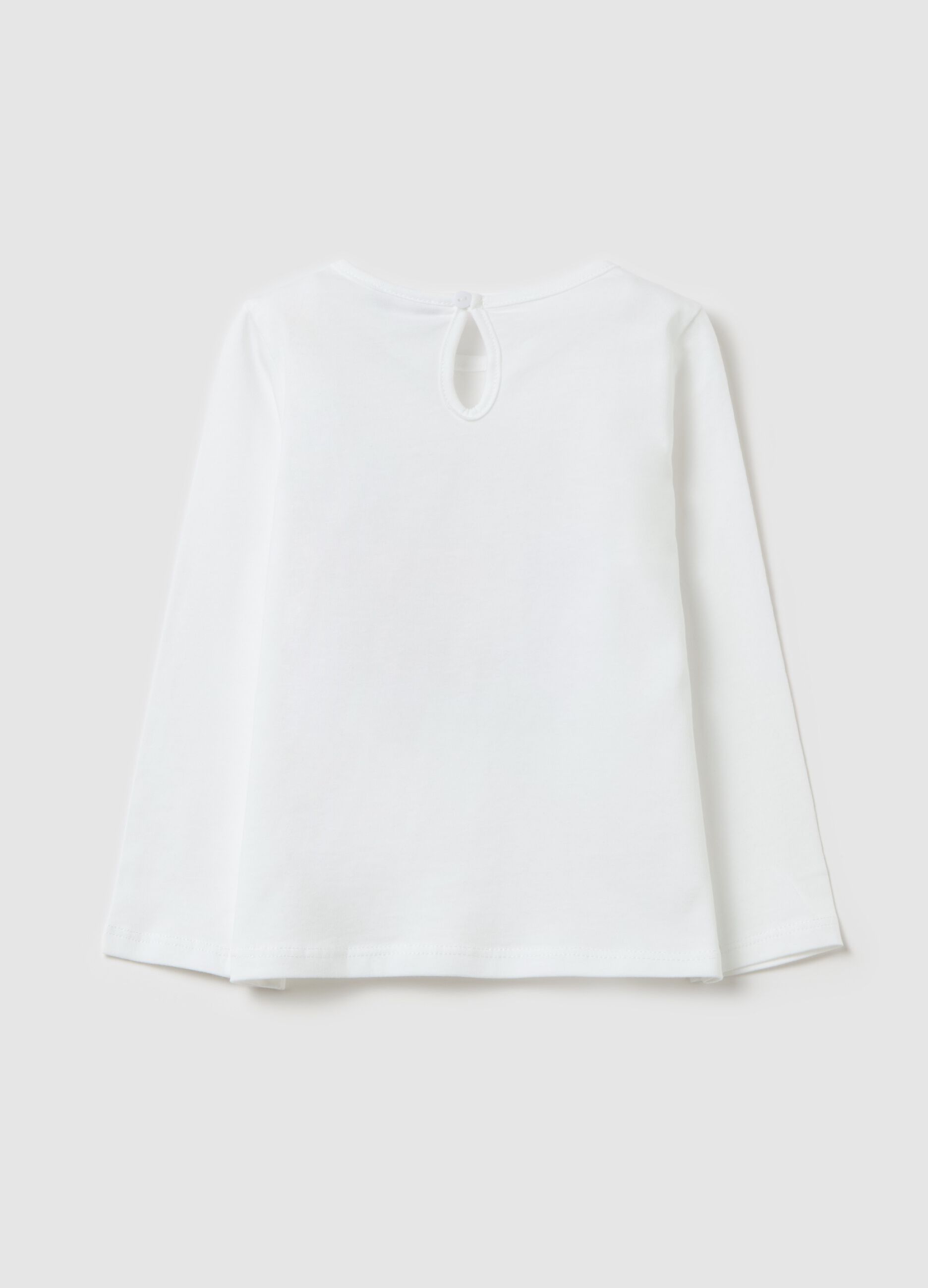 Cotton T-shirt with print and long sleeves