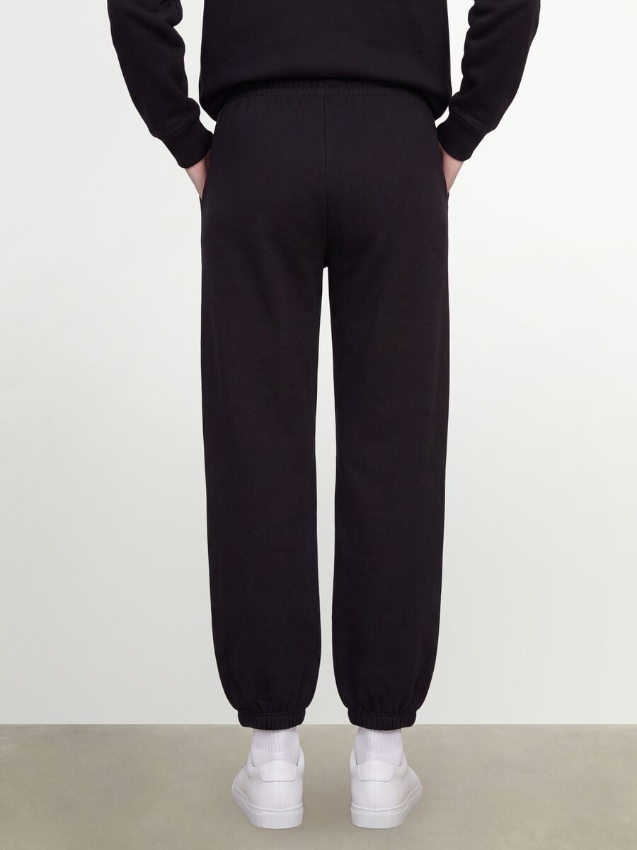 Pantaloni jogger neri in misto cotone con vita elasticizzata regular fit_3