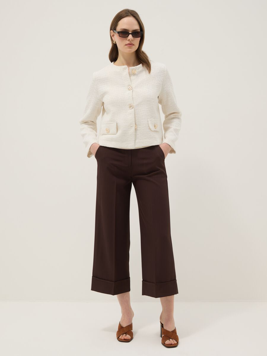 Short white jacket with jewel buttons, regular fit_2