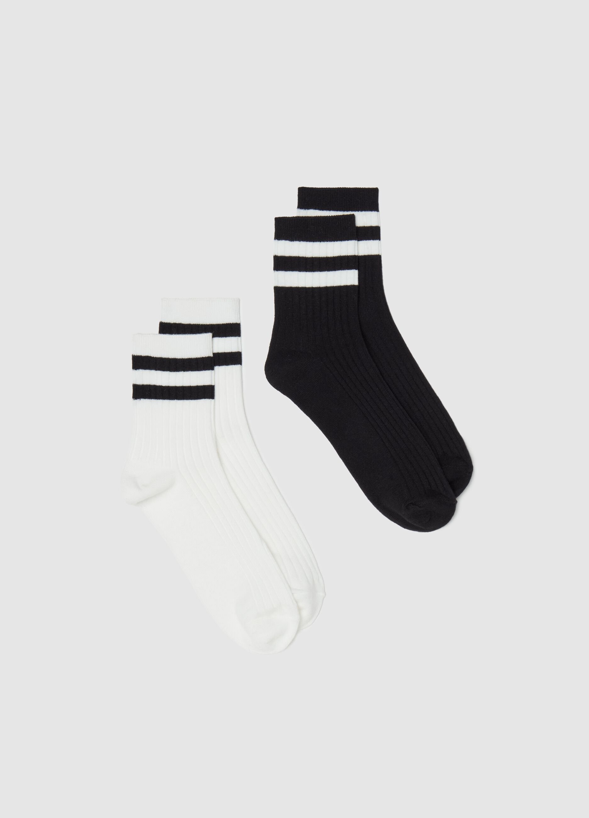 Two-pair pack tennis socks with striped details