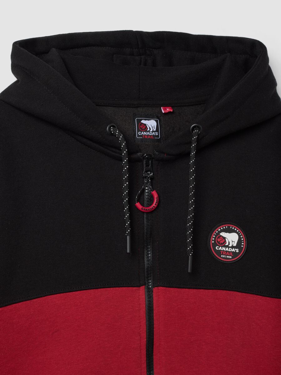 Black and Red Cotton-Blend Full-Zip Hoodie_2