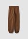 Brown cotton-blend jogger trousers with elasticated waist, regular fit_1