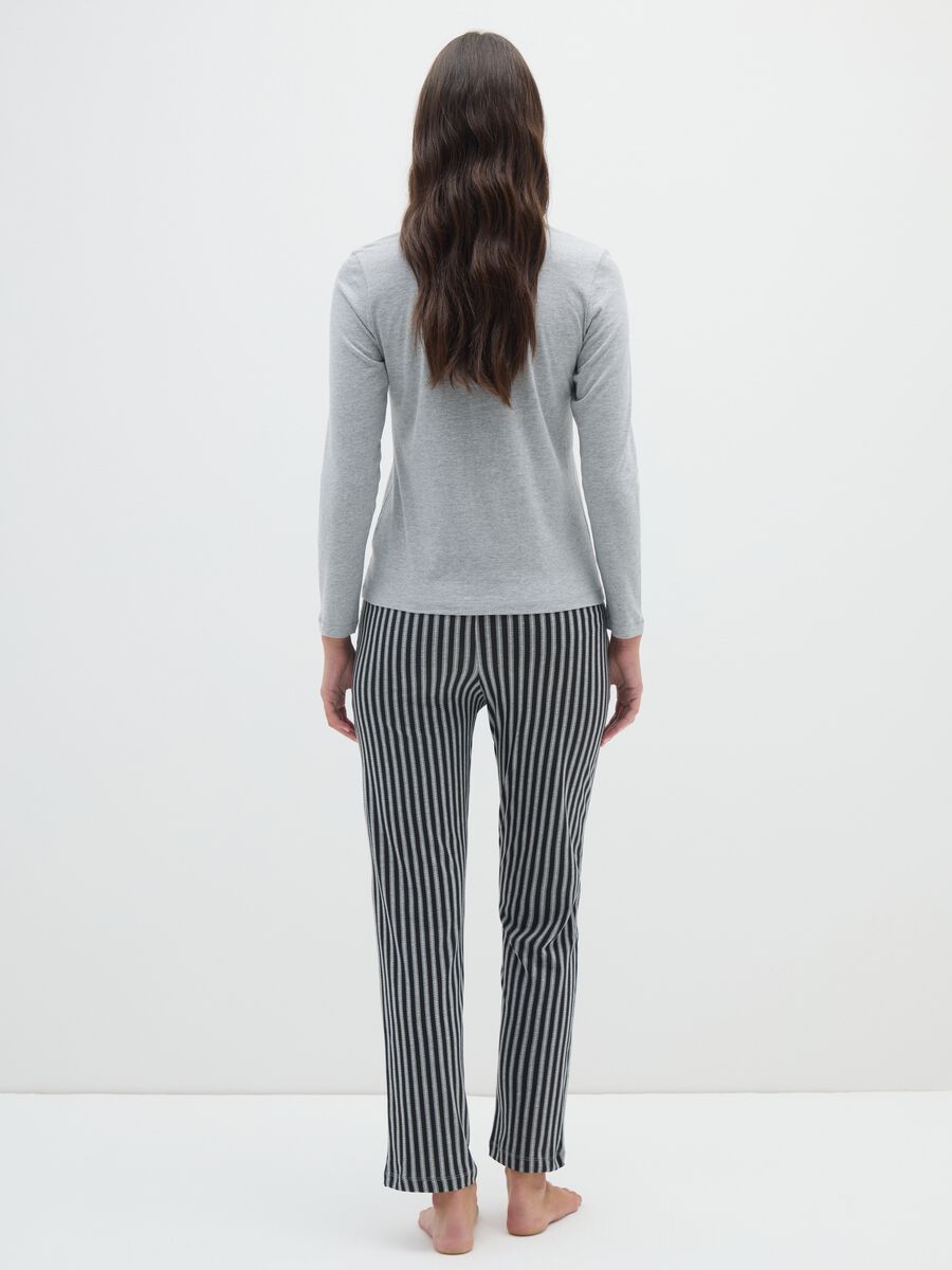 Pigiama in misto cotone a righe multicolor _2