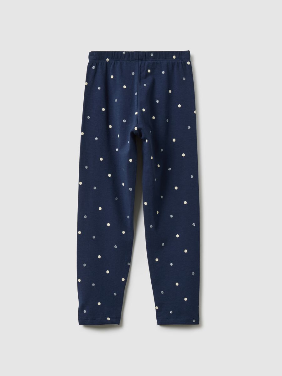 Slim fit blue stretch cotton leggings for girls_1