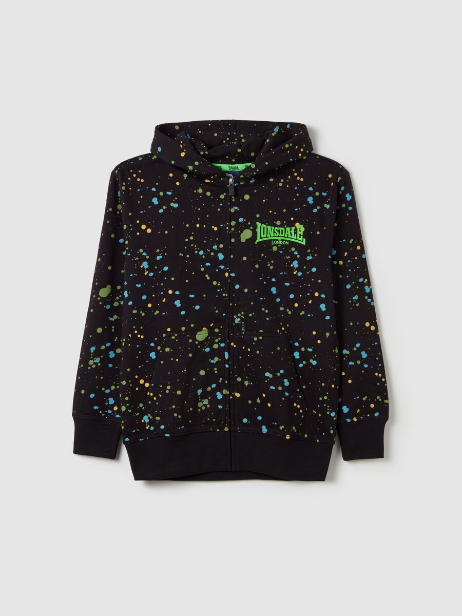 French terry full-zip sweatshirt with paint splashes print_3