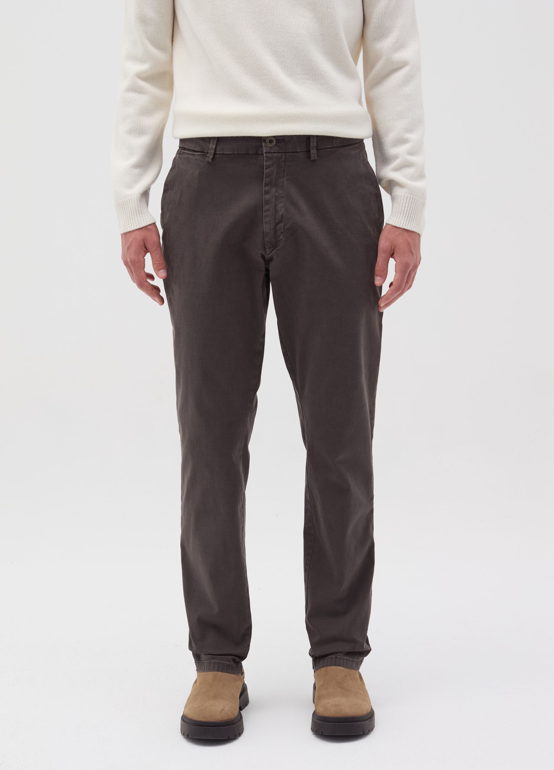 Slim-fit, stretch cotton chinos
