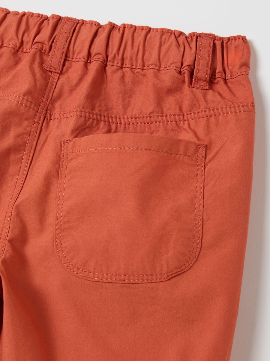 Stretch Orange Cotton Shorts by Fagottino_3
