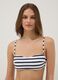 Blue and white striped bandeau bikini top in stretch fabric_0