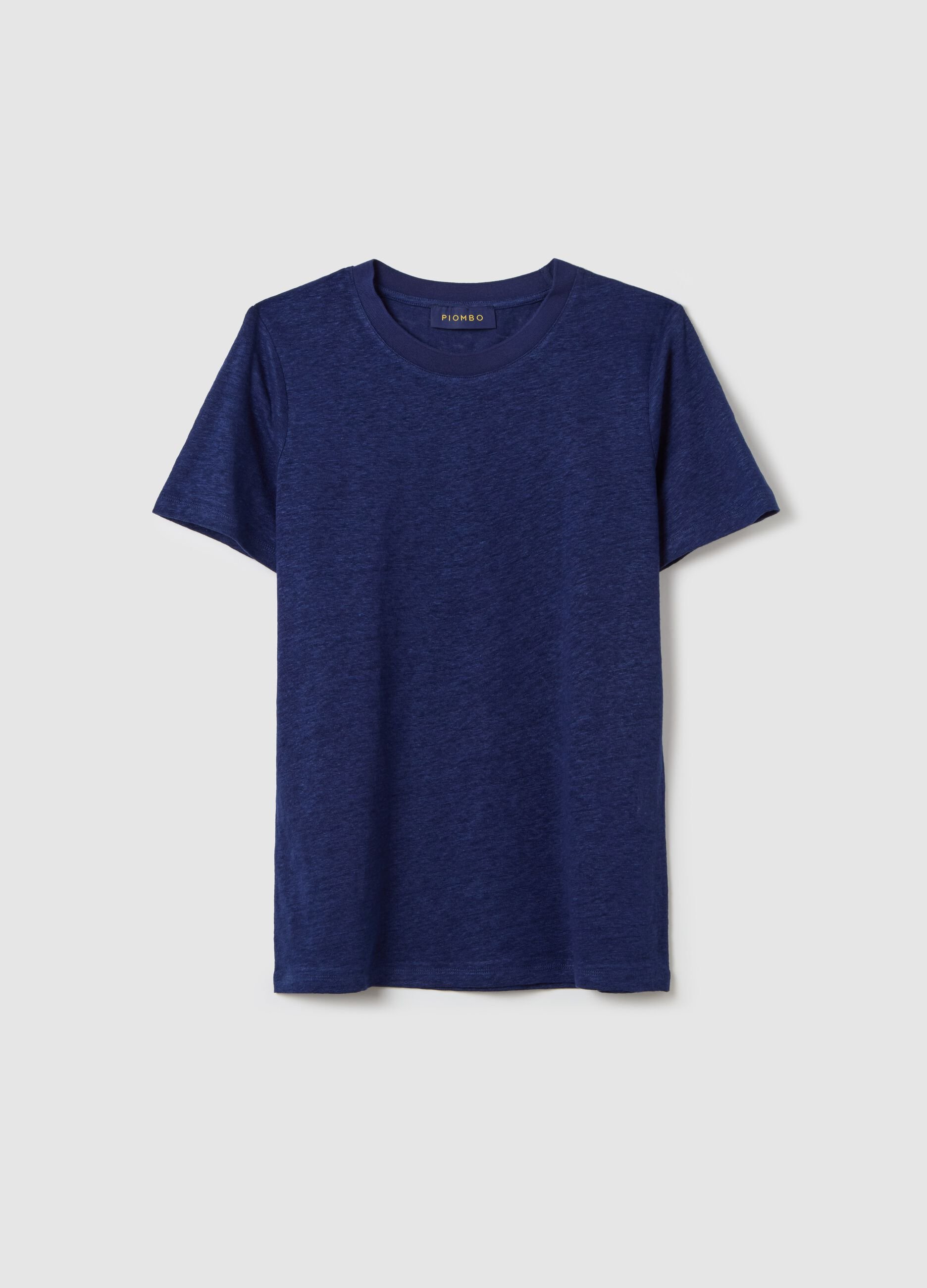 T-shirt girocollo in lino