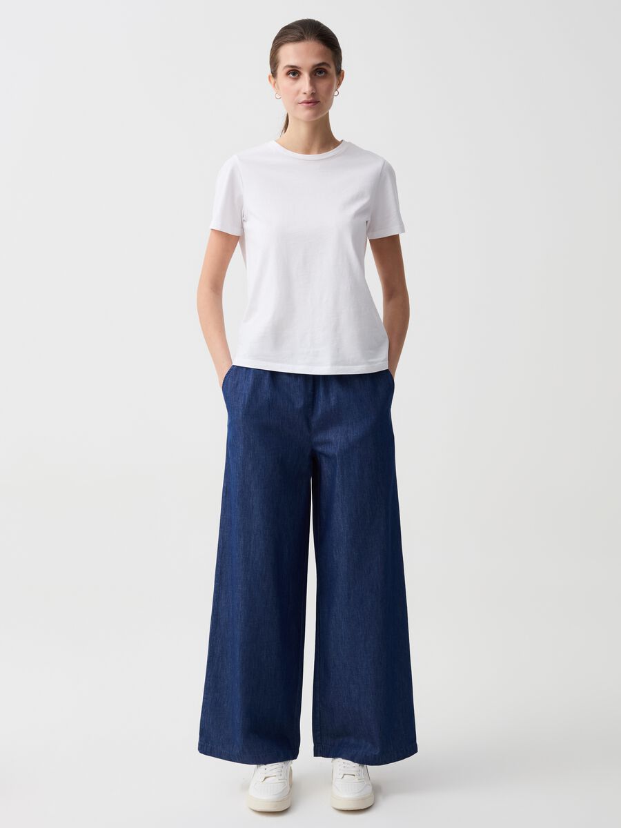 Jeans wide leg in tessuto fluido_0