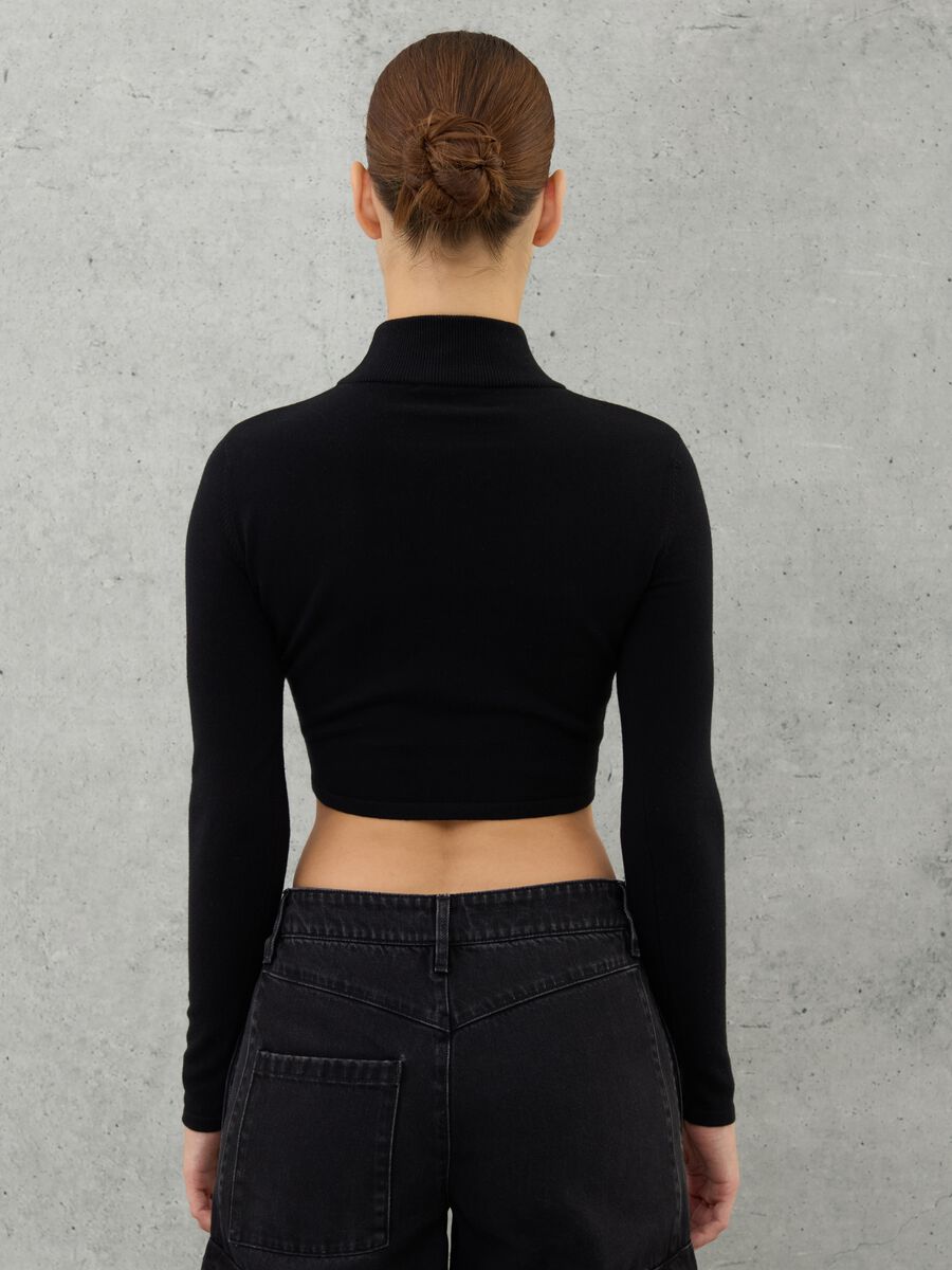 High Neck Knit Top Black_3