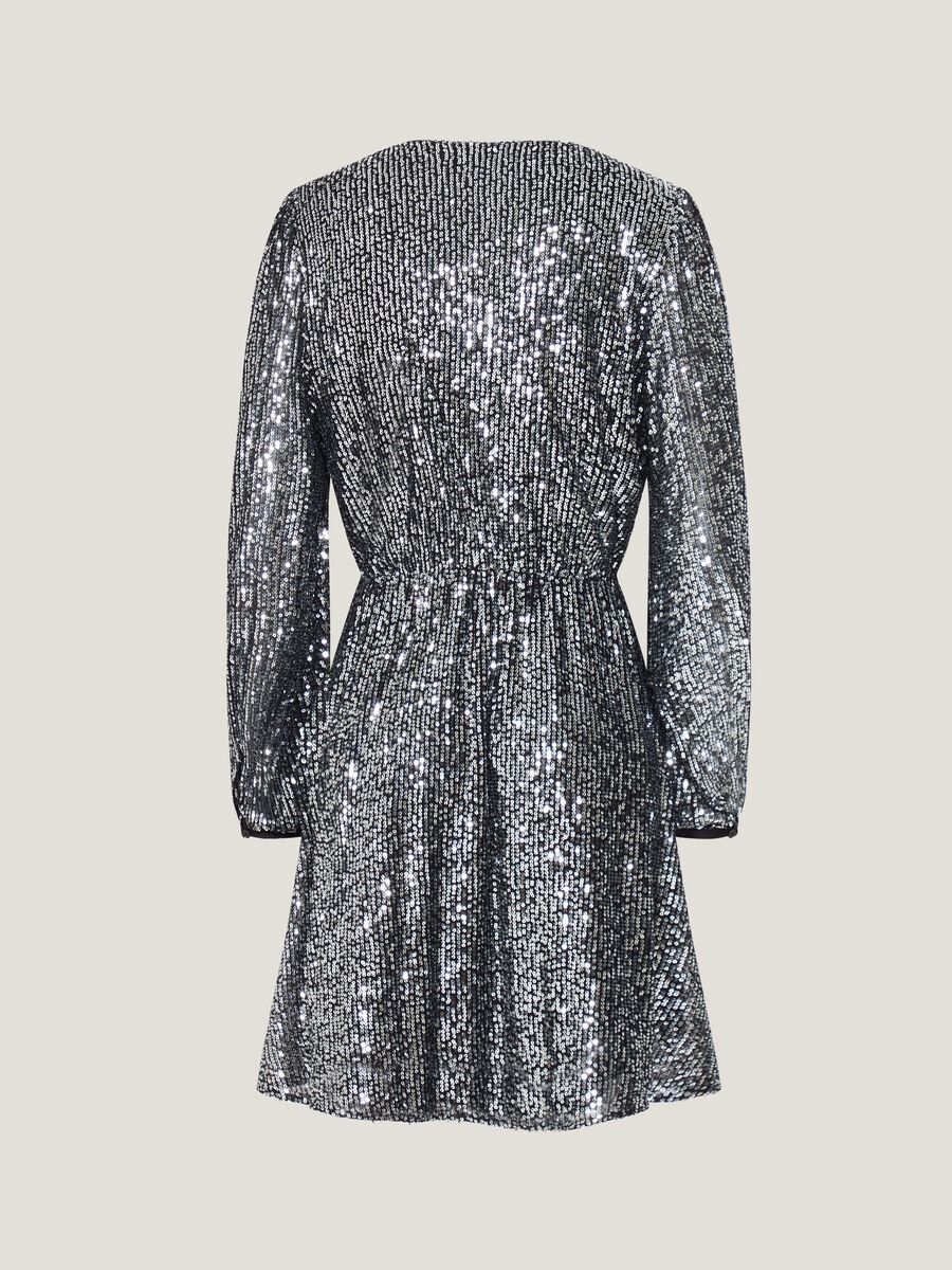 Abito corto con paillettes all-over_5
