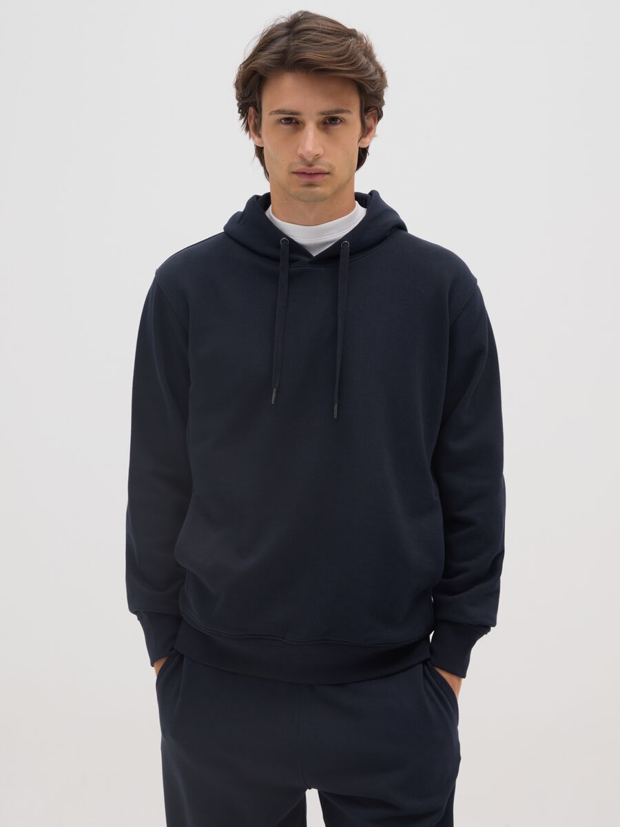 Felpa blu notte in puro cotone regular fit_0