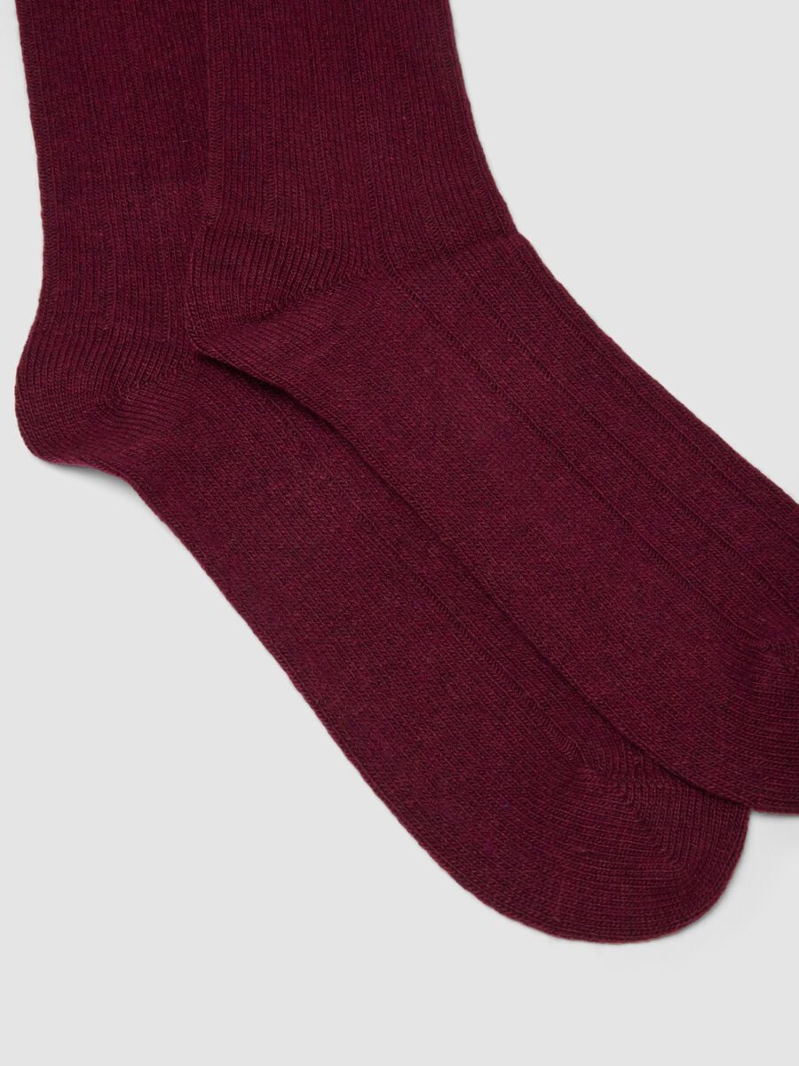 Red midi socks in stretch wool, viscose and cashmere_1