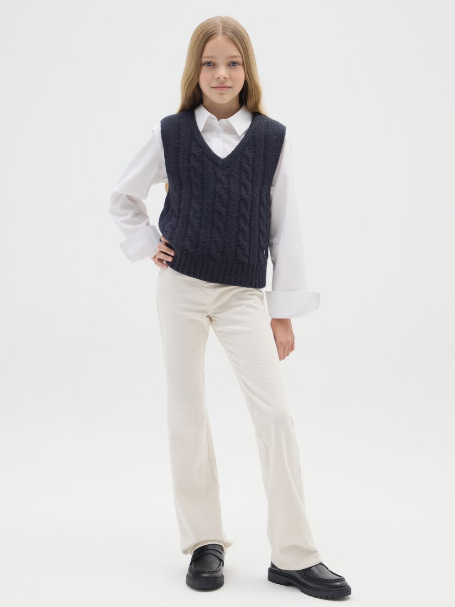 Girls' white stretch cotton flare treggings_0